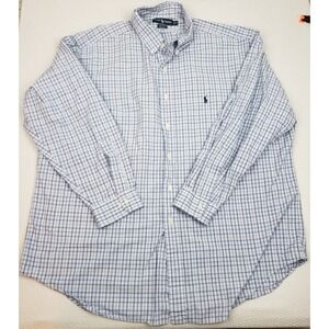 Polo Ralph Lauren Yarmouth Shirt 18 Blue Plaid‎ Preppy Lightweight Academia